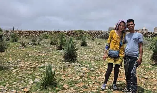 Tourist observing nature in Socotra Valley